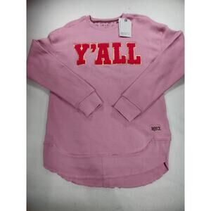 Royce Pink Y'all Sweatshirt Small High Low Hem Oversized Soft NWT